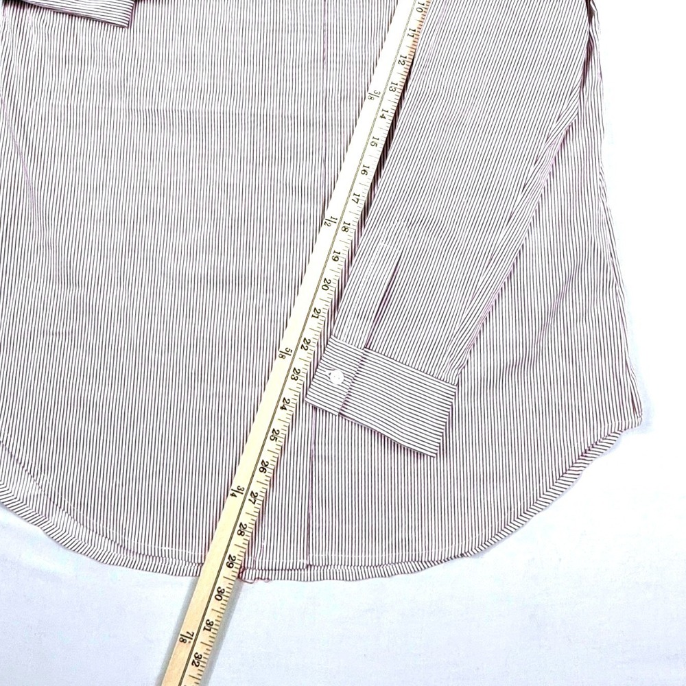 Liverpool Los Angeles Womens Medium Burgundy White Striped Hidden Button Shirt - Picture 5 of 9